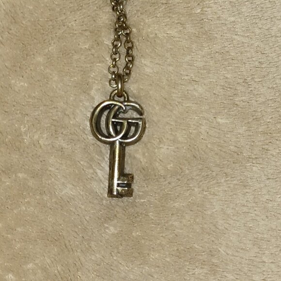 Sterling Silver Gucci Double G Key Necklace - Picture 6 of 8